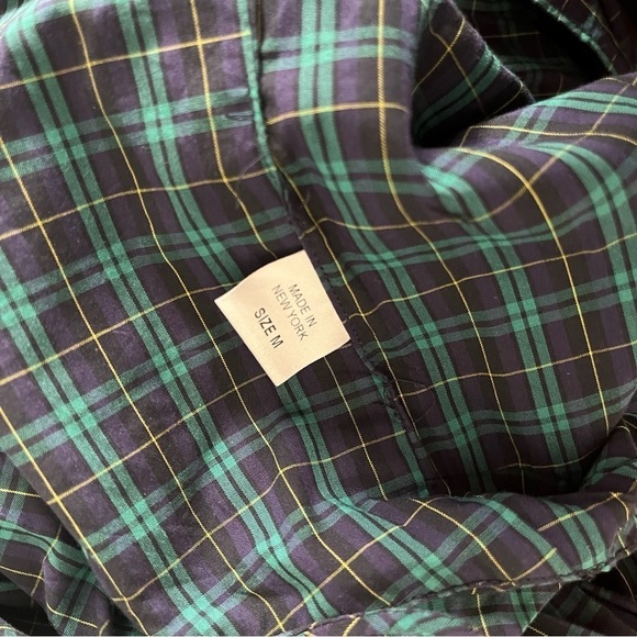 PETERSYN sz M Blue Plaid Woven Tank Top Long Sides High Low - Picture 5 of 16